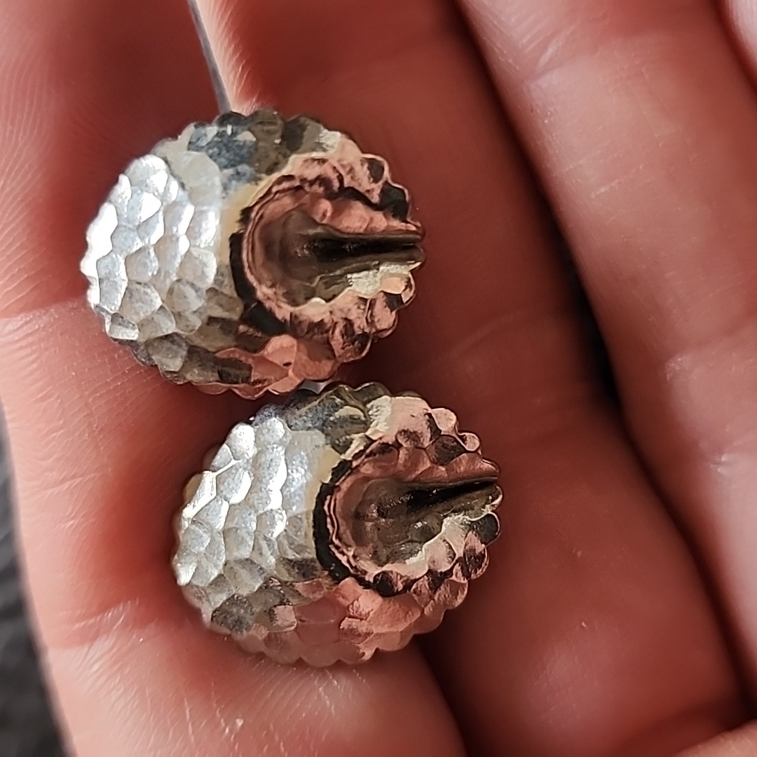 Vtg Silver Textured Clip-On Earrings